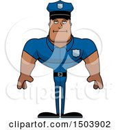 Clipart Of A Bored Buff African American Male Police Officer Royalty Free Vector Illustration