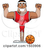 Clipart Of A Cheering Buff African American Male Basketball Player Royalty Free Vector Illustration