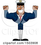 Clipart Of A Cheering Buff African American Male Sea Captain Royalty Free Vector Illustration