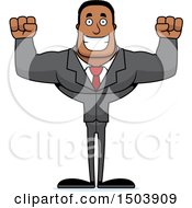 Clipart Of A Cheering Buff African American Business Man Royalty Free Vector Illustration