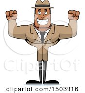 Clipart Of A Cheering Buff African American Male Detective Royalty Free Vector Illustration