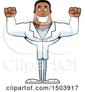 Clipart Of A Cheering Buff African American Male Doctor Royalty Free Vector Illustration