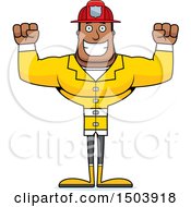 Poster, Art Print Of Cheering Buff African American Male Fire Fighter