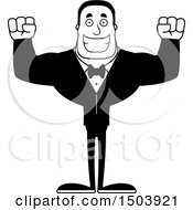 Clipart Of A Cheering Buff African American Male Groom Royalty Free Vector Illustration