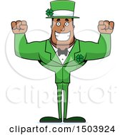 Poster, Art Print Of Cheering Buff Black Irish Male Leprechaun