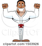 Clipart Of A Cheering Buff African American Karate Man Royalty Free Vector Illustration