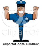 Poster, Art Print Of Cheering Buff African American Male Police Officer