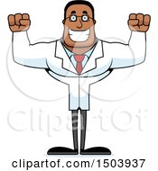 Clipart Of A Cheering Buff African American Male Scientist Royalty Free Vector Illustration