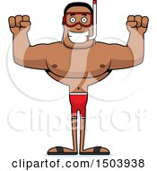Clipart Of A Cheering Buff African American Male Snorkeler Royalty Free Vector Illustration