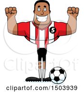 Clipart Of A Cheering Buff African American Male Soccer Player Royalty Free Vector Illustration