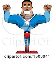 Poster, Art Print Of Cheering Buff African American Male Super Hero