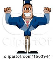 Clipart Of A Cheering Buff African American Male Teacher Royalty Free Vector Illustration