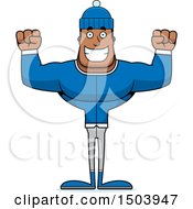 Poster, Art Print Of Cheering Buff African American Winter Man