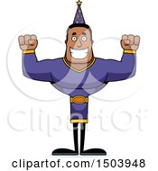 Poster, Art Print Of Cheering Buff African American Male Wizard