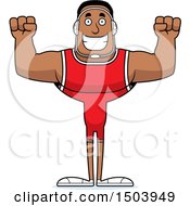 Clipart Of A Cheering Buff African American Male Wrestler Royalty Free Vector Illustration