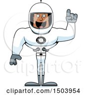 Clipart Of A Buff African American Male Astronaut With An Idea Royalty Free Vector Illustration