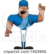 Clipart Of A Buff African American Male Baseball Player With An Idea Royalty Free Vector Illustration