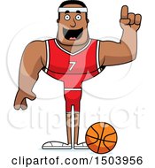 Clipart Of A Buff African American Male Basketball Player With An Idea Royalty Free Vector Illustration
