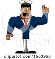 Clipart Of A Buff African American Male Sea Captain With An Idea Royalty Free Vector Illustration