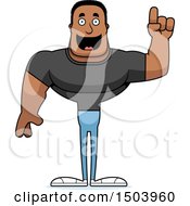 Clipart Of A Buff African American Casual Man With An Idea Royalty Free Vector Illustration