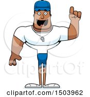 Clipart Of A Buff African American Male Coach With An Idea Royalty Free Vector Illustration