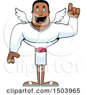 Clipart Of A Buff African American Male Cupid With An Idea Royalty Free Vector Illustration