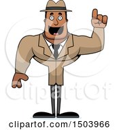 Clipart Of A Buff African American Male Detective With An Idea Royalty Free Vector Illustration
