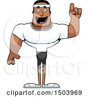 Clipart Of A Buff African American Fitness Man With An Idea Royalty Free Vector Illustration by Cory Thoman