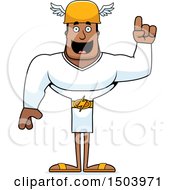 Clipart Of A Buff African American Male Hermes With An Idea Royalty Free Vector Illustration
