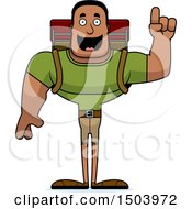 Clipart Of A Buff African American Male Hiker With An Idea Royalty Free Vector Illustration