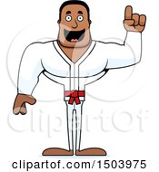 Clipart Of A Buff African American Karate Man With An Idea Royalty Free Vector Illustration