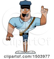 Clipart Of A Buff African American Mail Man With An Idea Royalty Free Vector Illustration