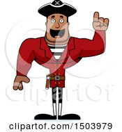 Clipart Of A Buff African American Male Pirate Captain With An Idea Royalty Free Vector Illustration