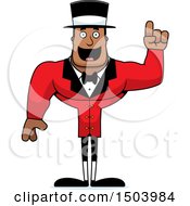 Clipart Of A Buff African American Male Circus Ringmaster With An Idea Royalty Free Vector Illustration
