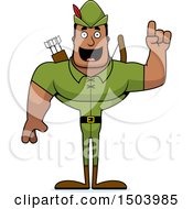 Clipart Of A Buff African American Male Robin Hood Archer With An Idea Royalty Free Vector Illustration