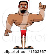 Clipart Of A Buff African American Male Snorkeler With An Idea Royalty Free Vector Illustration