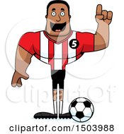 Clipart Of A Buff African American Male Soccer Player With An Idea Royalty Free Vector Illustration