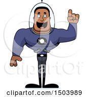 Clipart Of A Buff African American Space Man Or Astronaut With An Idea Royalty Free Vector Illustration