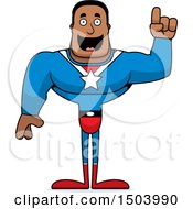 Clipart Of A Buff African American Male Super Hero With An Idea Royalty Free Vector Illustration