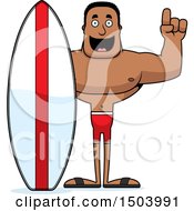 Poster, Art Print Of Buff African American Male Surfer With An Idea