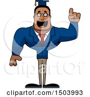 Clipart Of A Buff African American Male Teacher With An Idea Royalty Free Vector Illustration