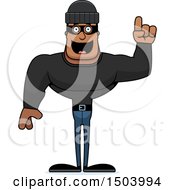 Clipart Of A Buff African American Male Robber With An Idea Royalty Free Vector Illustration