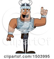 Clipart Of A Buff African American Male Viking With An Idea Royalty Free Vector Illustration