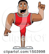 Clipart Of A Buff African American Male Wrestler With An Idea Royalty Free Vector Illustration