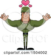 Clipart Of A Buff African American Male Army Soldier With Open Arms Royalty Free Vector Illustration