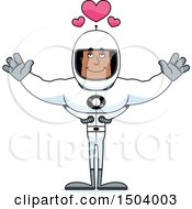 Clipart Of A Buff African American Male Astronaut With Open Arms Royalty Free Vector Illustration