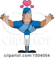 Clipart Of A Buff African American Male Baseball Player With Open Arms Royalty Free Vector Illustration