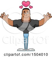 Clipart Of A Buff African American Casual Man With Open Arms Royalty Free Vector Illustration