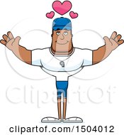 Clipart Of A Buff African American Male Coach With Open Arms Royalty Free Vector Illustration