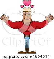 Clipart Of A Buff African American Male Cowboy With Open Arms Royalty Free Vector Illustration